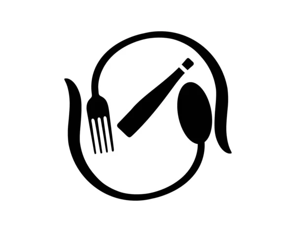 Garrafa Talheres Alimentos Ícone Logotipo Isolado — Vetor de Stock