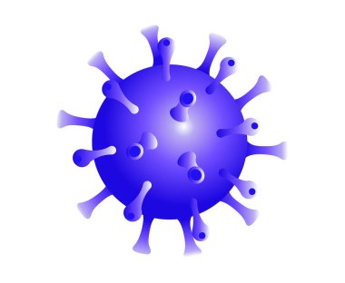 Beyaz arkaplanda mavi koronavirüs simgesi izole edildi