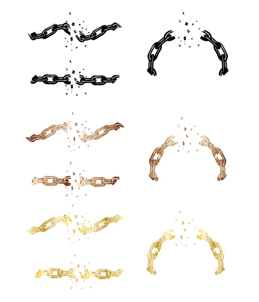 Vector Set Broken Chains Isolated — Stock Vector