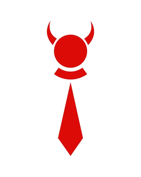 Дьявол Голова Бизнесмен Галстук Икона Изолированы — стоковый вектор