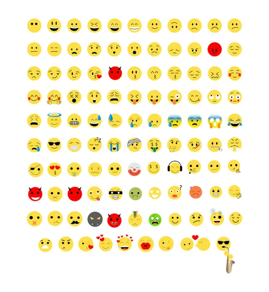 Zestaw Kolorowych Ikon Emoji Izolowanych — Wektor stockowy