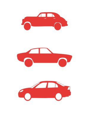 kırmızı araba simgeleri seti