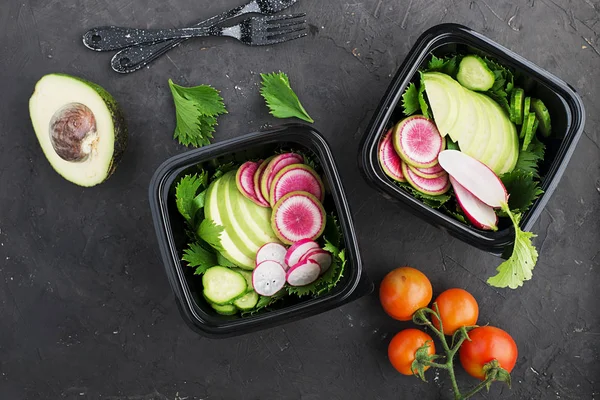 Groenten Zomer Fruit Detox Kom Vegetarisch Gezonde Voeding Salades Sla — Stockfoto