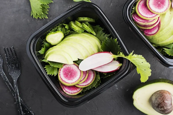 Gemüse Sommer Obst Entgiftungsschale Vegetarische Gesunde Kost Salate Salatblätter Avocado — Stockfoto