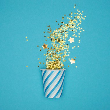 Kağıt Kupası Altın yıldız tatil arka plan glitter