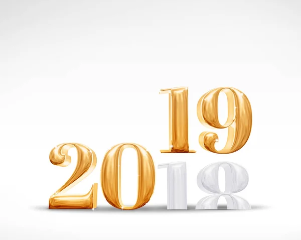 2018 Cambio 2019 Nuevo Año Número Oro Renderizado Fondo Habitación — Foto de Stock
