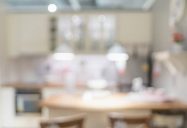 Arka plan modern mutfak ve yemek odası içinde bokeh light.lifestyle zemin ile ev bulanık