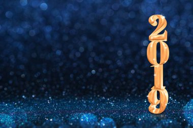 2019 altın yeni yıl 3d render, soyut parlak koyu mavi parlak perspektif arka plan studio.luxury tatil backdrop.mock banner product.celebration bayram tebrik kartı görüntülenmesi için yukarı
