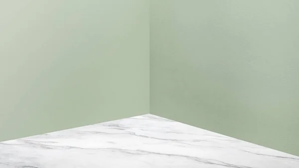 Boş Köşe Soluk Yeşil Beton Duvar Beyaz Oda Bakış Açısı — Stok fotoğraf