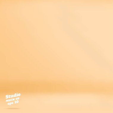 Vektör boş pastel şeftali renk Stüdyo Oda arka plan, şablon ürün, iş zemin görüntüsünü için sahte