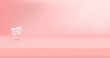 Vektör boş pastel pembe renkli stüdyo odası arka planı, içerik tasarımlarının gösterimi için kopya alanı olan ürün görüntüsü. Web sitesinde reklam ürünü için pankart