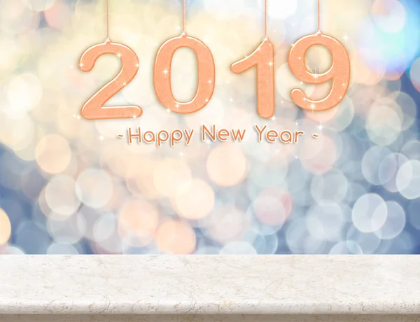 2019 Nieuwjaar Vrede Kleur Rendering Opknoping Marmeren Tafelblad Met Pastel — Stockfoto