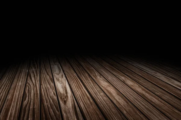 Dark Plank Vecchio Pavimento Legno Texture Prospettiva Sfondo Visualizzazione Montaggio — Foto Stock