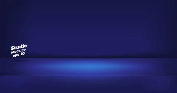 Vector Lege Neon Stijl Donker Blauwe Kleur Studio Kamer Tabelachtergrond — Stockvector