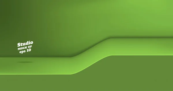 Вектор Пустой Ярко Зеленый Лаймово Зеленый Студийный Стол Подложкой Наклонной — стоковый вектор