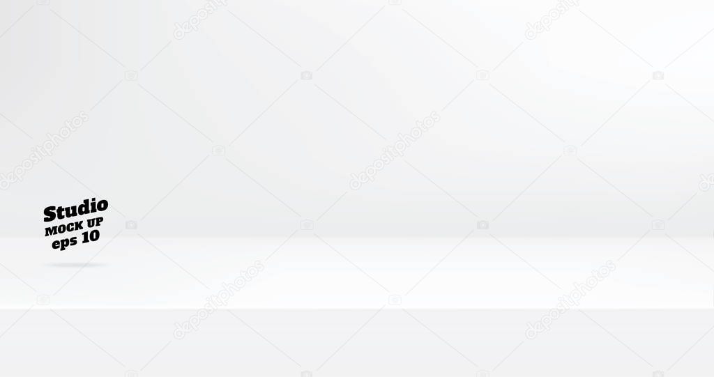 Vector,Empty white color studio table room background ,product display with copy space for display of content design.Banner for advertise product on website