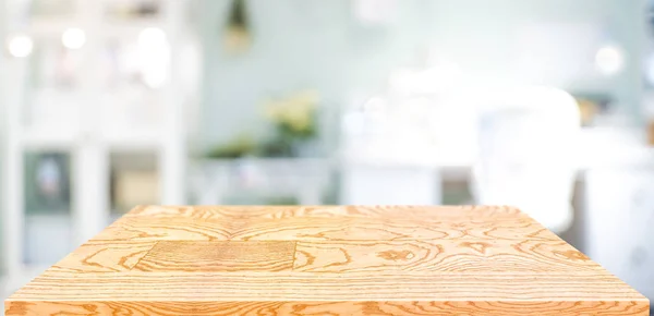 Perspective wood table counter in home office.Empty wooden table