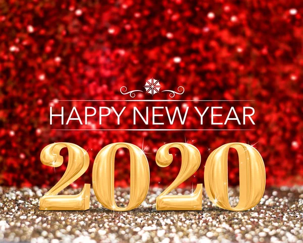 Felice anno nuovo numero di anno 2020 (rendering 3d) a scintillante andare — Foto Stock