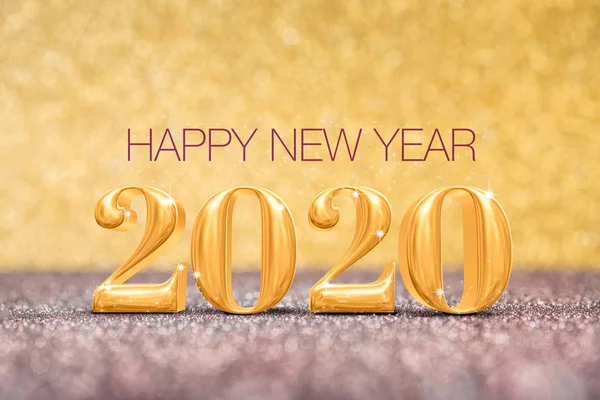 Happy new year 2020 year number ( 3d rendering ) at sparkling go — Stok Foto