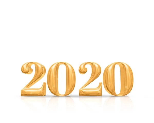 2020 felice anno nuovo numero d'oro (rendering 3d) su studio bianco — Foto Stock