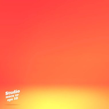 Vektör, Boş canlı turuncu stüdyo oda arka plan . Şablon sahte 