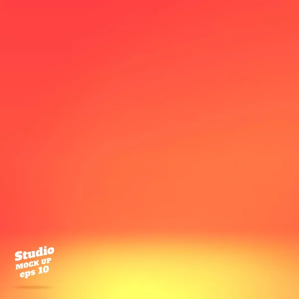Vektor, leere lebendige orangefarbene Studioraum hintergrund .template mock — Stockvektor