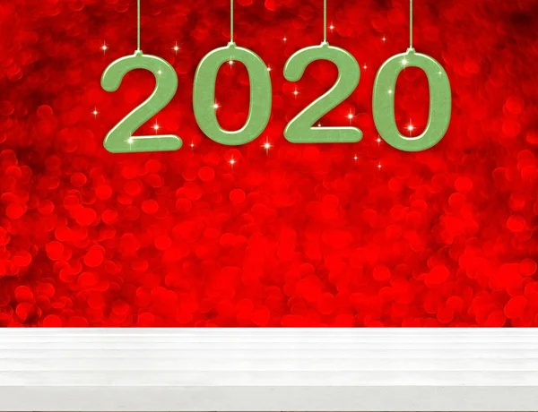 2020 felice anno nuovo numero di legno verde (rendering 3d) su bianco wo — Foto Stock