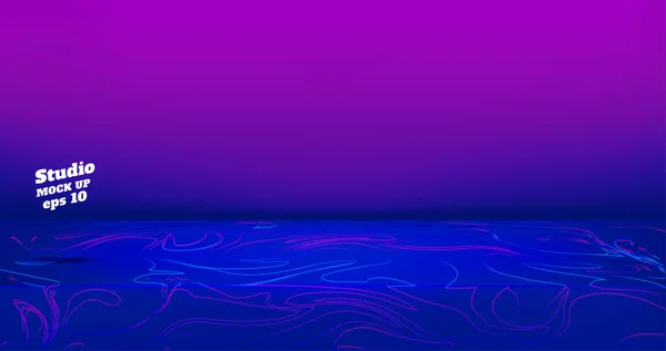 Вектор Порожній Синій Зелений Рожевого Фіолетового Кольору Студійний Стіл Кімнати — стоковий вектор
