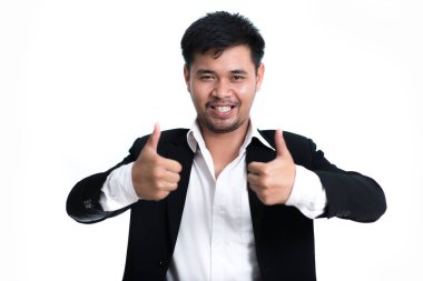 Beyaz arka plan üzerinde şok işadamı