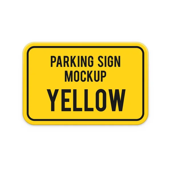 Realista amarelo horizontal atenção estacionamento sinal mockup . —  Vetores de Stock