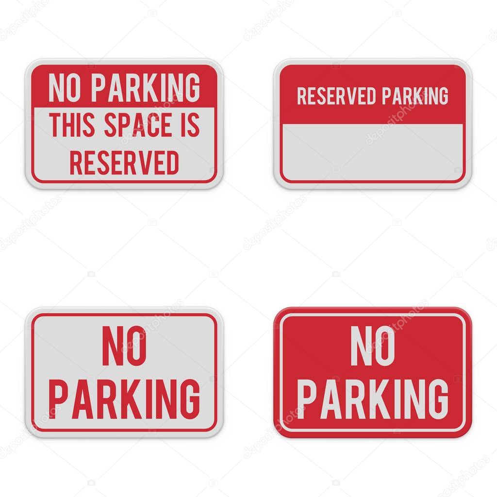 Set of horizontal signs for parking zone.
