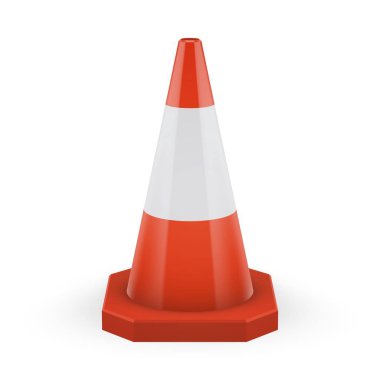 Orange plastic traffic cone with white stripe clipart