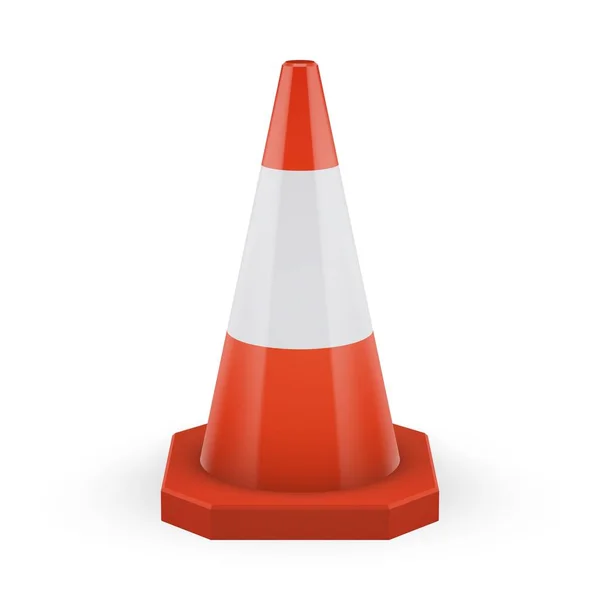 Turuncu plastik trafik koni ile beyaz şerit
