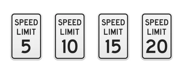 Limitare Velocità Dei Segnali Stradali Miglia All Ora Set Elementi — Vettoriale Stock