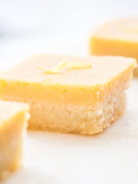 Almond flour creamy lemon squares (gluten-free).