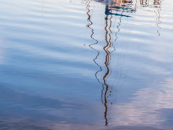 Reflejo Del Mástil Del Barco Puerto Olhao Atardecer Región Del — Foto de Stock