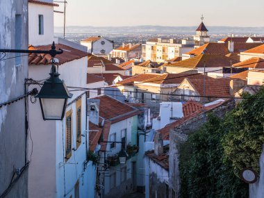 Rooftop view of Old Town Palmela, Setubal District at sunset, south of Lisbon in Portugal. clipart