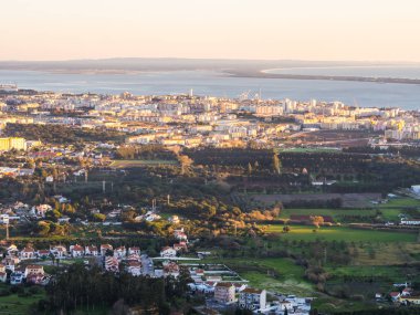 View of Setubal town seen from Palmela Castle in Setubal District, Portugal. clipart