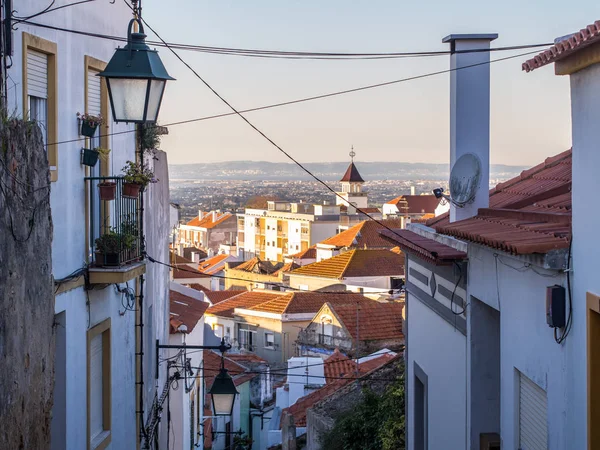 Tetőtéri Nézetet Régi Város Palmela Setubal Kerületében Naplemente Lisszabon Portugália — Stock Fotó