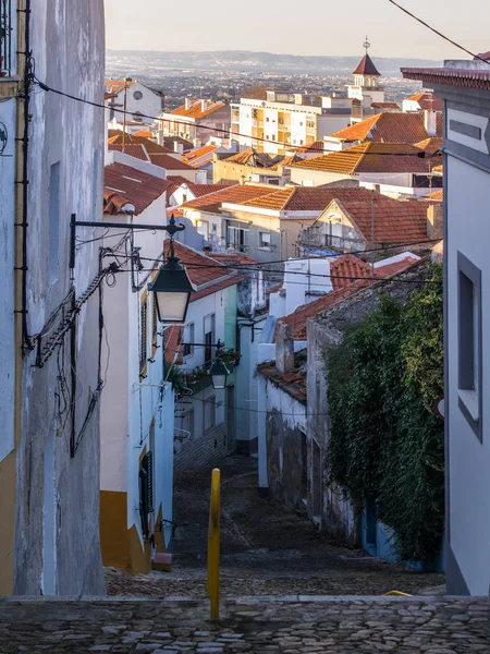Calle Casco Antiguo Palmela Distrito Setubal Atardecer Sur Lisboa Portugal — Foto de Stock