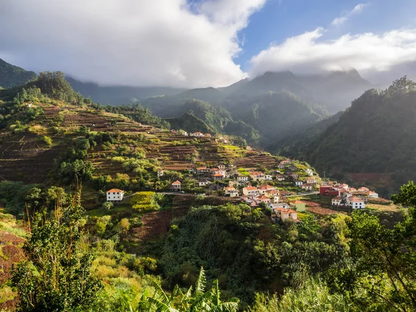 Festői Kilátással Házak Táj Madeira Sziget Portugália Stock Kép