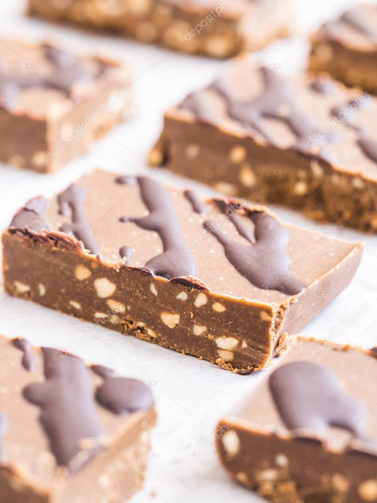 Homemade protein bars with peanut butter and protein