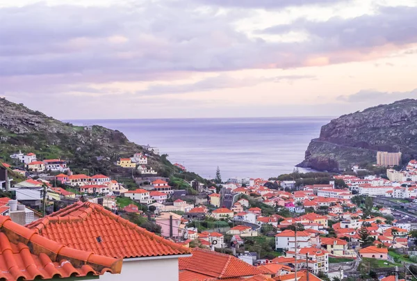 Festői Kilátással Házak Táj Madeira Sziget Portugália Stock Kép