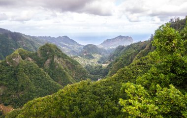 Balcoes de Ribeiro Frio bakış açısı, Madeira adasında Levada DOS Balcoes, Portekiz manzaralı