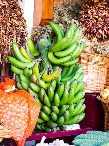 Бананы Мадейры Местном Рынке Фуншала Мадейра Португалия — стоковое фото