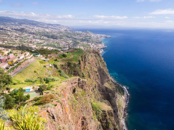 Luftaufnahme Von Funchal Portugal Vom Aussichtspunkt Cabo Girao Skywalk — Stockfoto