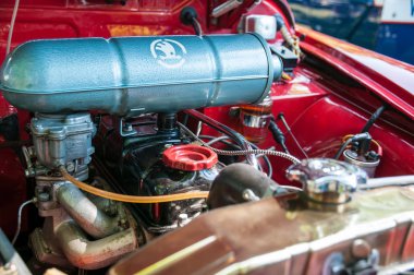 motor ayrıntılı görünümünü, koda Felicia Çekoslovakya araba şirketi tarafından Aznp, Kvasiny son convertible olduğunu.