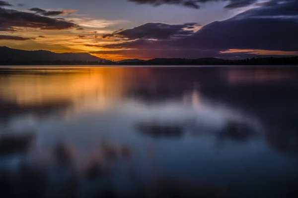 Puesta Sol Hermoso Lago Constanza Blue Hour — Foto de Stock