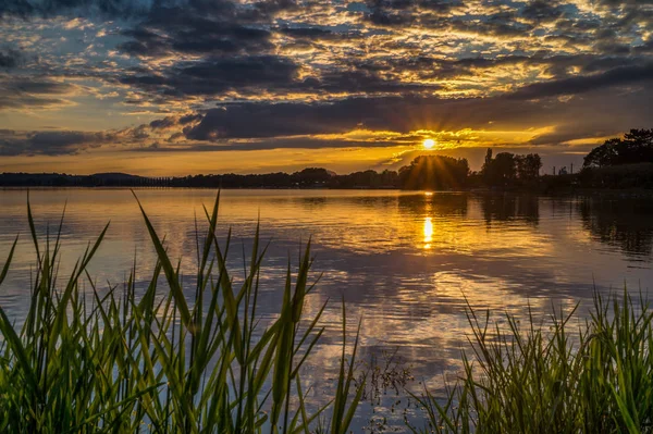Фантастичний Літнього Вечору Боденського Озера — стокове фото