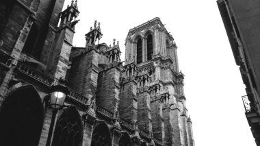 Kathedrale Notre-Dame de Paris siyah beyaz